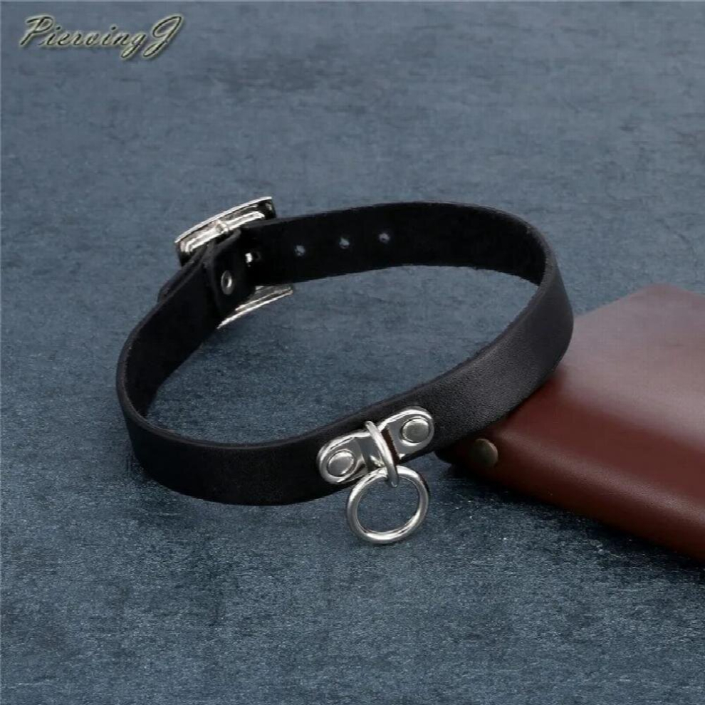 Multicoloured Leather O Shape Pendant Punk Gothic Choker Necklaces Adjustable Collar Necklace For Women Men