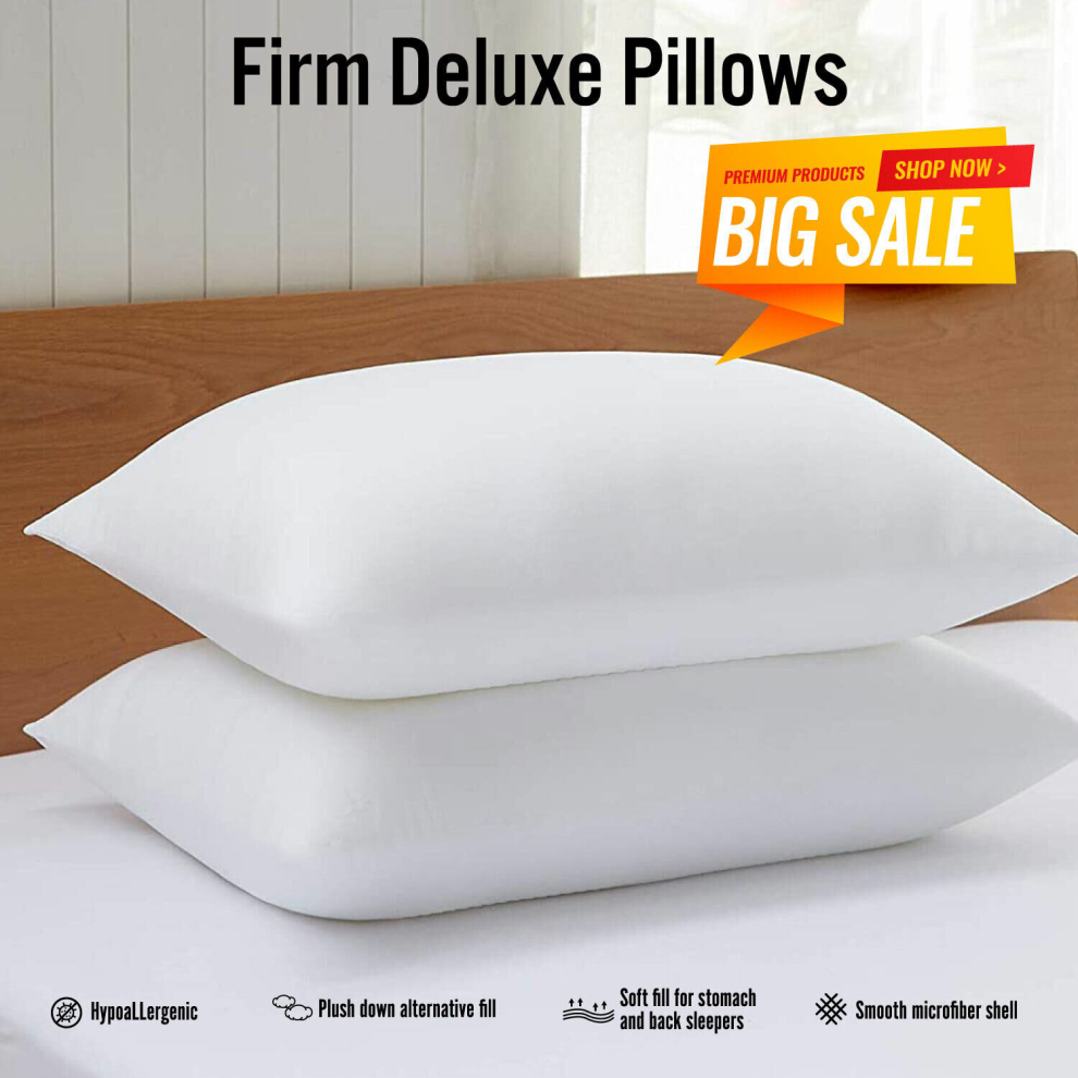 (Firm Deluxe Pillows) Pack of 2 Pillows Standard Pillow Stripe Bounce Back