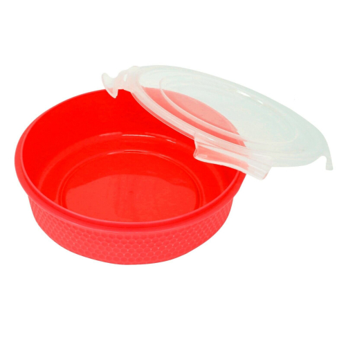 (Red) Plastic Papad Box Food Storage Containers Round 2
