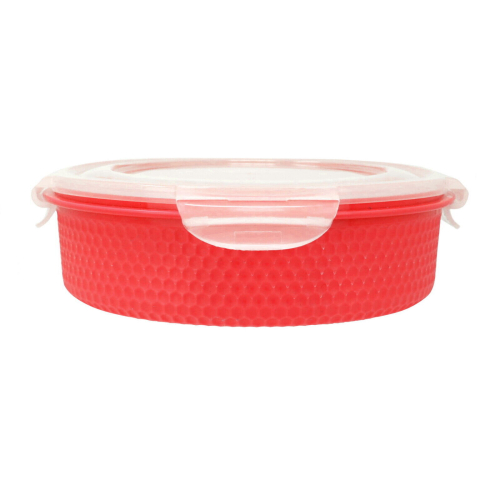 (Red) Plastic Papad Box Food Storage Containers Round