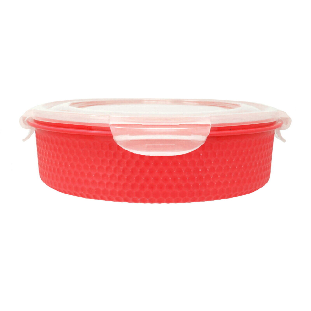 (Red) Plastic Papad Box Food Storage Containers Round