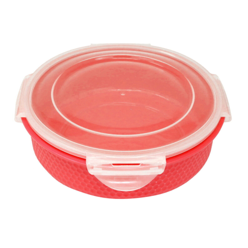 (Red) Plastic Papad Box Food Storage Containers Round 1