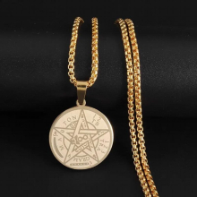 European and American Titanium Steel Solomon Magic Amulet Pendant Stainless Steel Seven Angel Guardian Necklace
