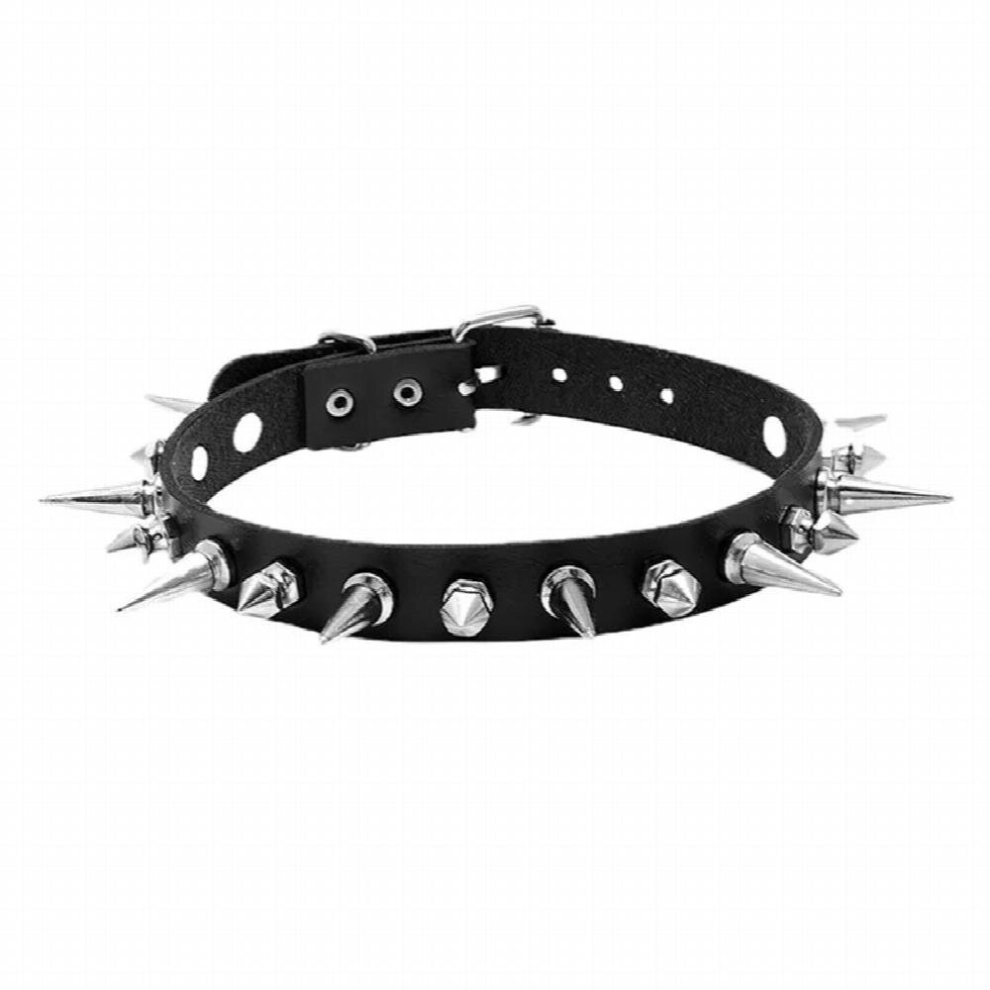 Multicoloured Punk Long Spike Choker Faux Leather Collar For Women Men Big Rivets Studded Chocker Goth Style Necklace Accessories