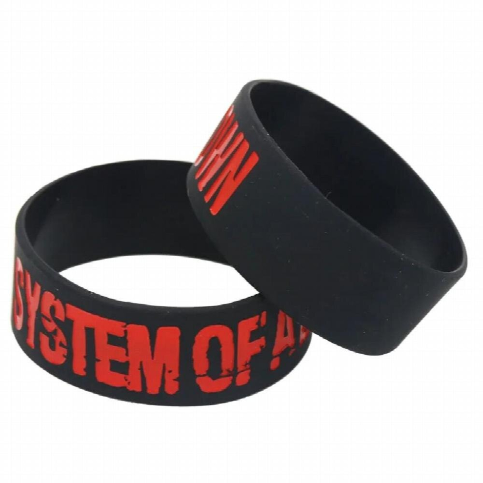 1PC SYSTEM OF A DOWN Silicone Wristband for Music Fans Wide Red Debossed Bracelets&Bangles Women Men Jewelry Gift SH101