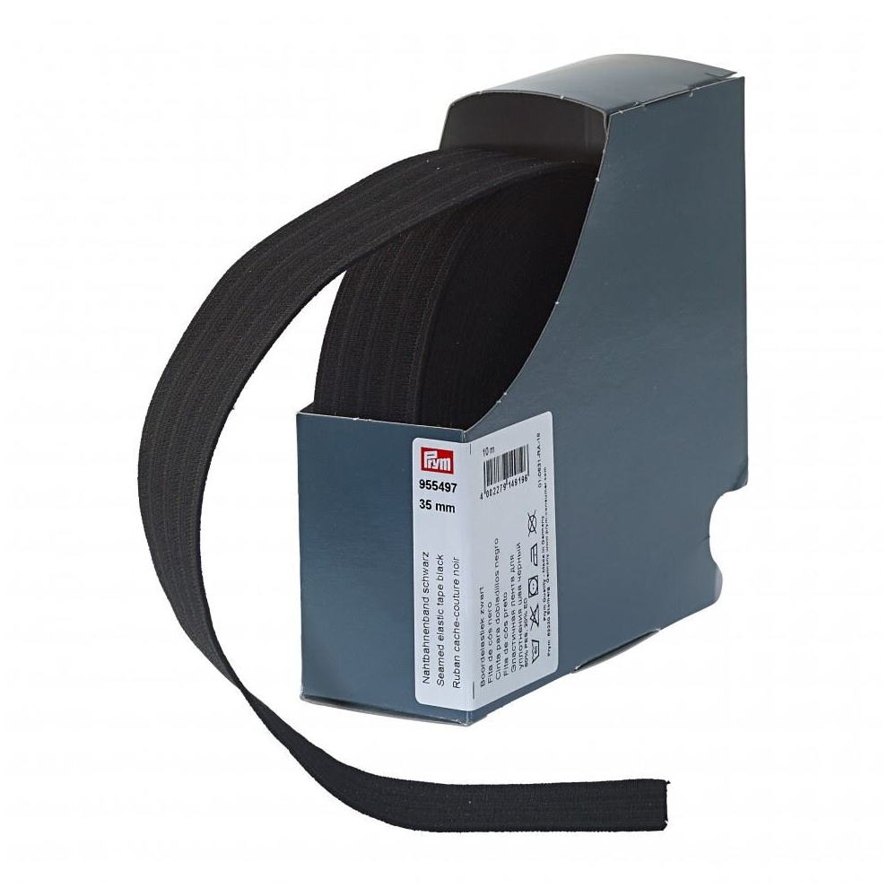 Prym 35mm Seamed Elastic Tape Black - per metre
