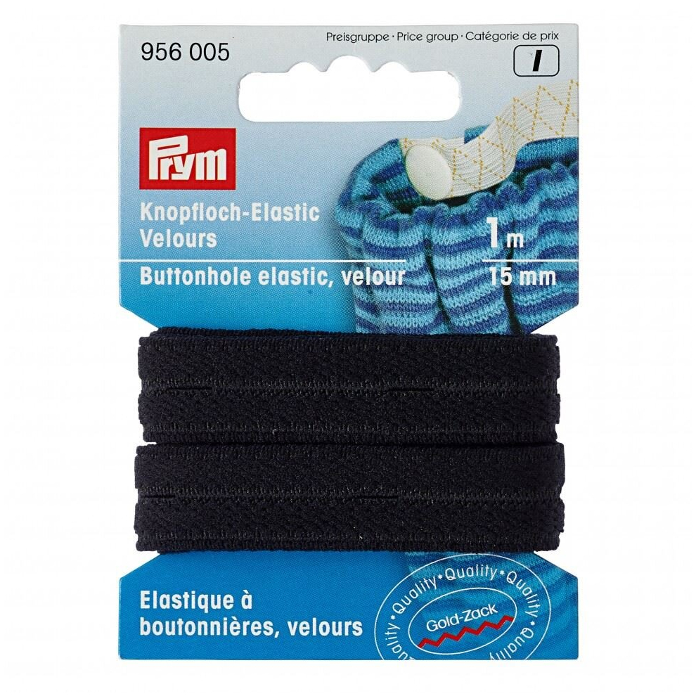 Prym 18Mm Velour Buttonhole Elastic - Per Pack Black