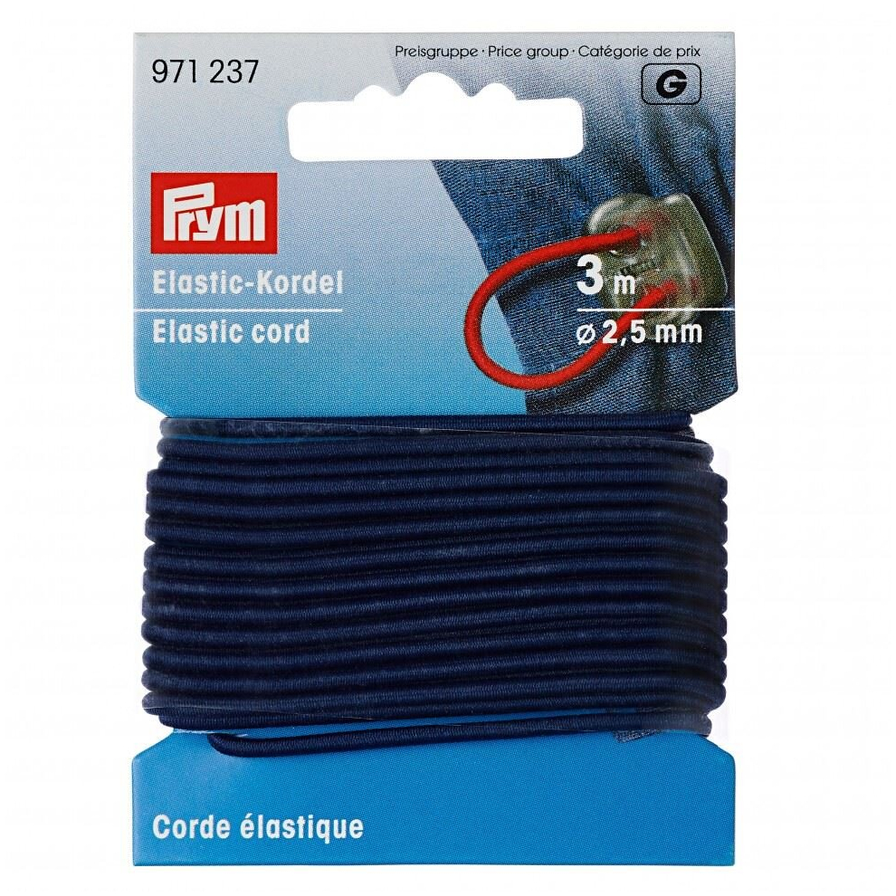 Prym 2.5Mm Round Elastic Cord Navy Blue - Per Pack