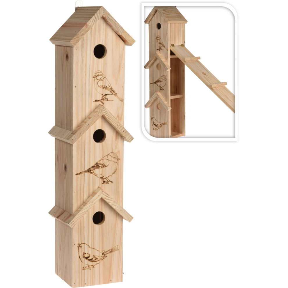 Bird Nest Box Large Wooden Bird Nesting House Wild Birds Robin 3Tier