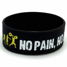 1PC Hot No Pain No Gain Silicone Wristband Wide Band Motto Rubber Bracelets Bangles Armband Gift For Men Women