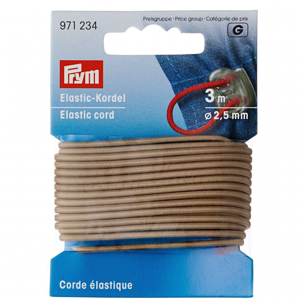 Prym 2.5Mm Round Elastic Cord Beige - Per Pack