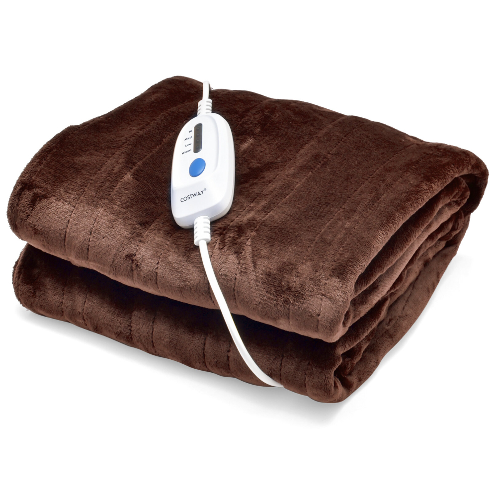 130 x 180 CM Electric Heated Blanket Soft Heating Throw 4 Heating Levels