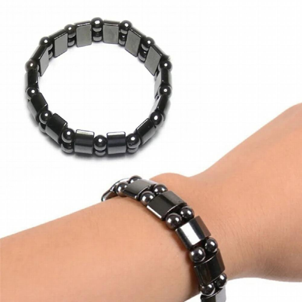 Black Hot Selling Unisex Weight Loss Round Stone Magnetic Therapy Bracelet Health Care Magnetic Hematite Stretch Bracelets