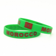 1PC Morocc Flag Silicone Wristband Green Red Football Fans Sports Souvenir Silicone Rubber Bracelets&Bangles SH248