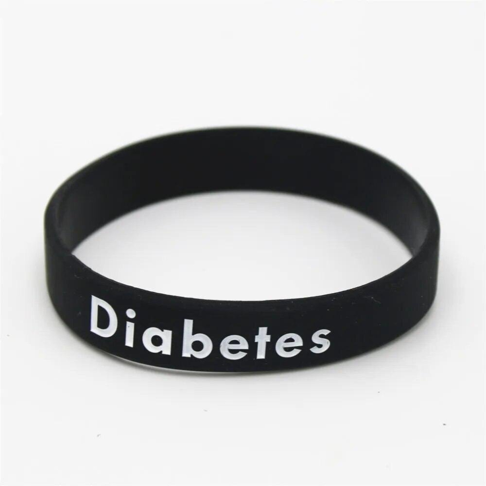 1PC Diabetes Silicone Wristband Sports Medical Alert Armband Nurse Rubber Bracelets&Bangles Youth and Adult Size SH151