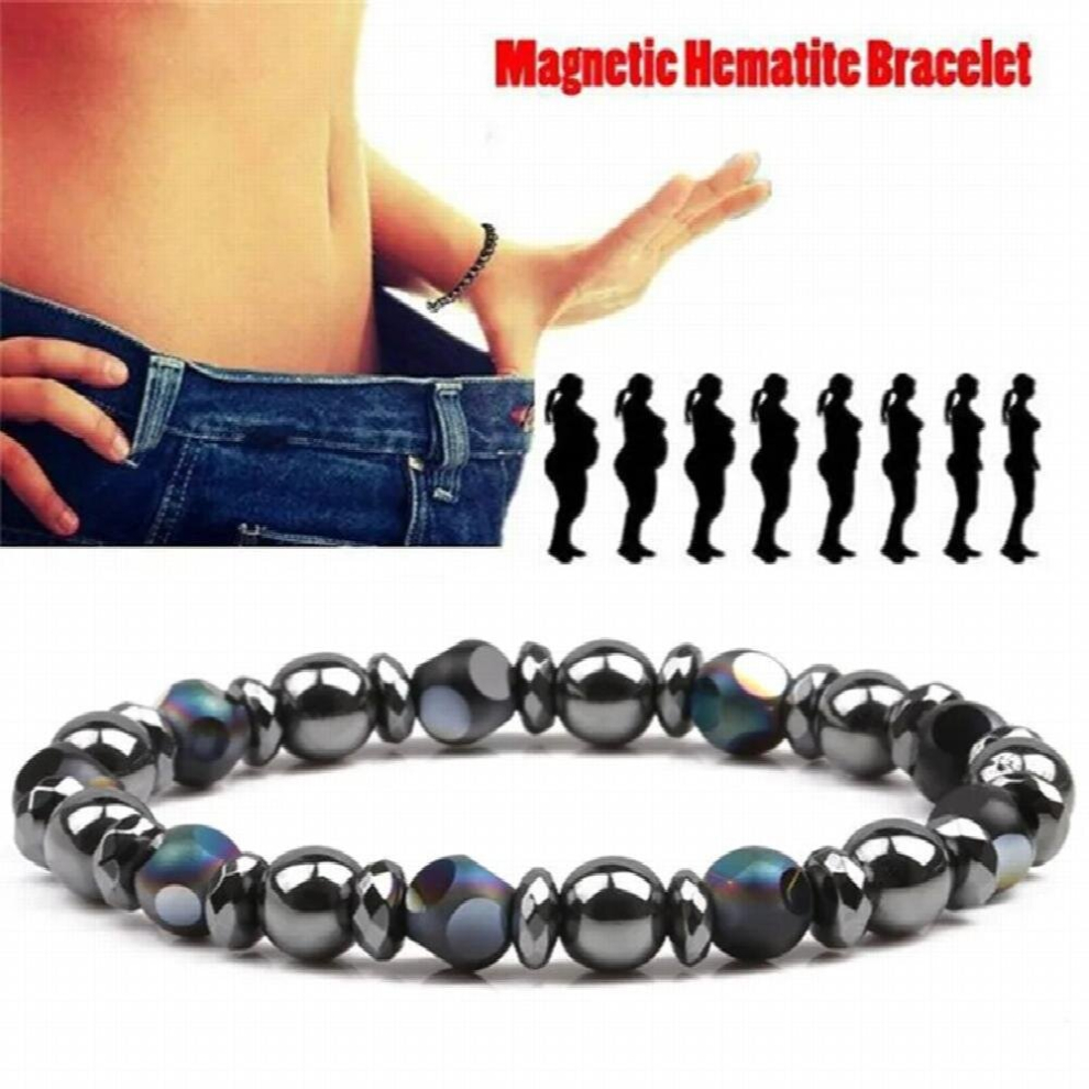 Multicoloured Weight Loss Healing Bracelet Hematite Beads Stretch Bracelet Magnetic Therapy Beads Bangle Fat Burner Body Slimming Men Women