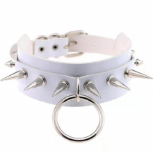 Personality PU Punk Style Traction Rope Collar Chain Fun Traction Rope Clavicle Chain Rivet O-Ring Charm Collars Necklaces