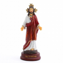 Diyalo Holy Christ Heart Figurine on Base Sacred Heart of Jesus Statue with Open Arms Catholic Collection Home Decoration Gift