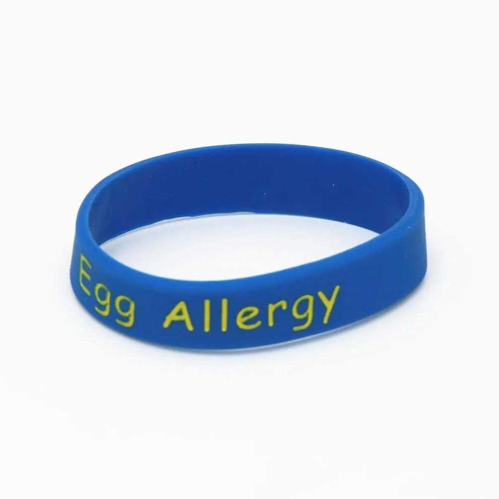 1PC Medical Alert Egg Allergy Silicone Wristband Kids Size Green Red Pink Armband Little kids Braceets&Bangles SH204
