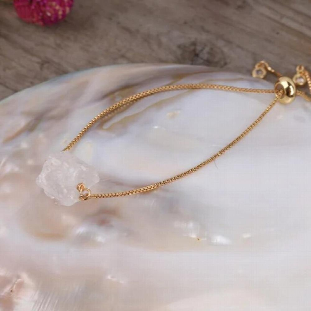 Natural Stone Bracelet Irregular Fluorite Amethyst Citrine Plated Reiki Healing Bracelet Size Adjustable Ladies Jewelry-image-OPC-PCVZDCG-NEW