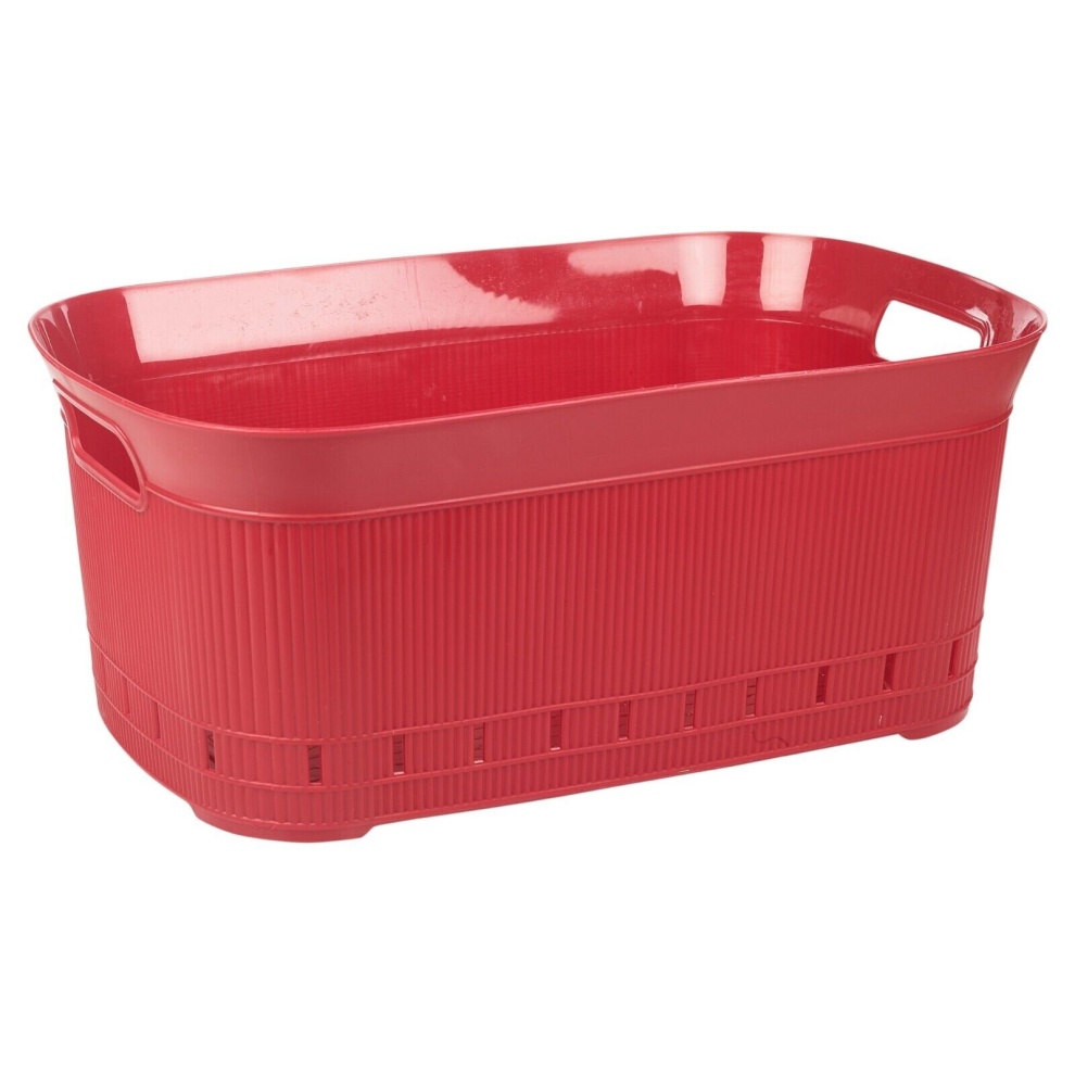 (Red) 40L Large Laundry Washing Basket Dirty Clothes Storage Bin w/ Handles