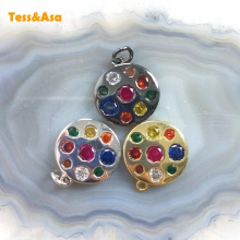 5pcs Round Colorful Quartz Pendant Plated Silver Electroplated Silver For Girl Women DIY Bracelet Necklace Gift