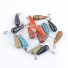 20Pcs Natural Stone Pendants Water Drop Crystal Agates Opal Pendulum Charm For Necklace Earrings Jewelry Making TBV011