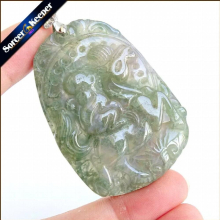 Hand Carved Brave Troops Animal Men Jewelry Natural Green Agate Stone Pendant Necklace Crystal for Boys SS944