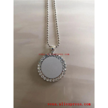 sublimation blank necklaces pendants with drill round shape women necklace pendant hot tranfer blank consumable 15pcs/lot