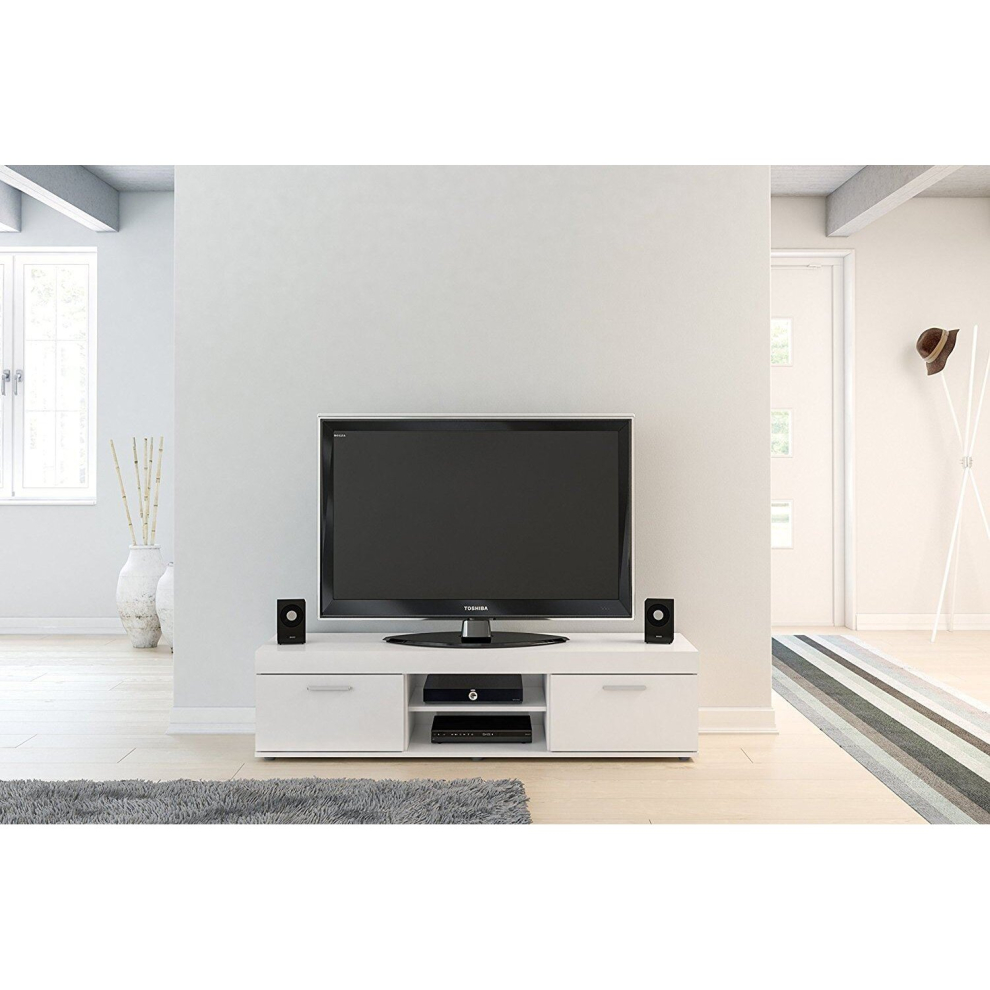 White Gloss TV Unit Birlea Edgeware Entertainment Living Room Stand Cabinet