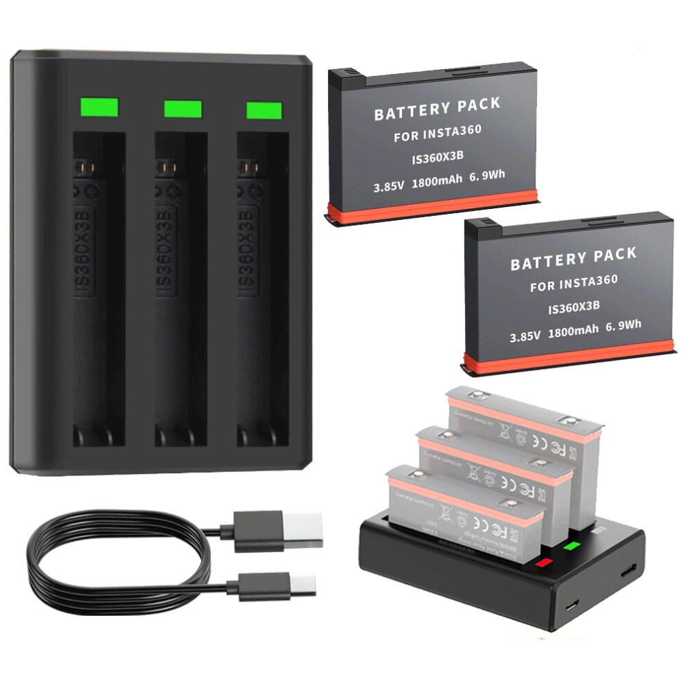 2 Packs Replacement Insta 360 X3 Battery 1800Mah And Battery 3-Channel Fast Charging 9124482261559