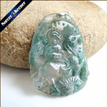 Hand Carved Brave Troops Animal Men Jewelry Natural Green Agate Stone Pendant Necklace Crystal for Boys SS911