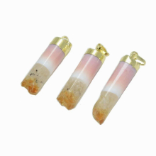 Jewelry column raw cluster yellow crystal quartz cylinder pendant girl natural geode druzy stone pendant for necklace
