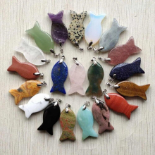 natural stone mixed fish pendants for jewelry Accessories making necklaces 12pcs/lot fast