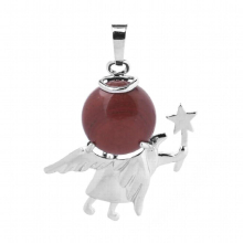 Natural Stone Angel Pendant Round Flat Quartz Beads Fairy Pendants for Necklace Women Girls Healing Charms Jewelry Send chain