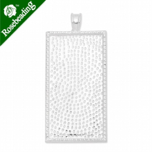 25x50mm Silver Plated Pendant tray,pendant bezel,outer size 29x62.5mm,fit 25x50mm rectangle cabocon,sold 20pcs/lot-C3551