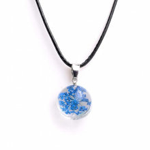 Natural Dried Flower Pendant Rope Chain Transparent Round Shape Chain Rope Pendant Necklace For Girl Birthday Gift DIY Jewelry