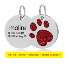 Engraved Pet Name Tag Dog Cat ID Tags Collar Accessories Stainless Steel Nameplate Anti-Lost Pendant Metal Keyring