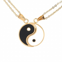 2-pack Tai Chi Yin Yang Couple Personality Necklace Men and Women Banquet Prom Jewelry Gift