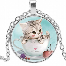 Hot Charm Kids Cat Pendant Art Personality Cat Photo Necklace Jewelry Like Pet Jewelry Gift