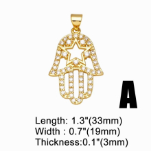 Big Brass Skateboard Boy Pendant for Necklace CZ Plated Fatima Hand Family Pendant Jewelry Making Supplies pdta856