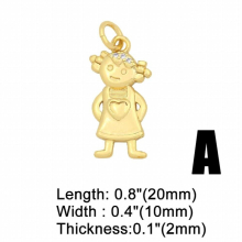 OCESRIO God Plated Jewelry Pendants Boy Girl Pendants Brass Cubic Zirconia Components for Jewelry Making Pdta386