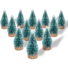 Lot 12 Christmas tree bottle brushes, small Christmas trees, mini trees artistic projects, Christmas cakes and gifts Green/White