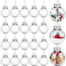 20pcs Transparent Christmas Baubles, Fillable Clear Plastic Ball,DIY Christmas Tree Decoration, Christmas Party Birthday Wedding Decoration