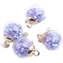10pcs Clear Star Christmas Baubles Colorful Glitter Glass Christmas Bauble for Christmas Tree Decorations, Light Purple