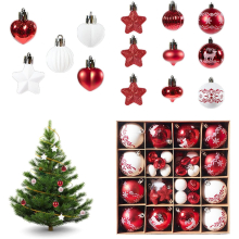 52 Pieces Christmas Baubles Set, Red Christmas Baubles for Christmas Tree Wedding Party Decor for Indoor or Outdoor Christmas Decorations