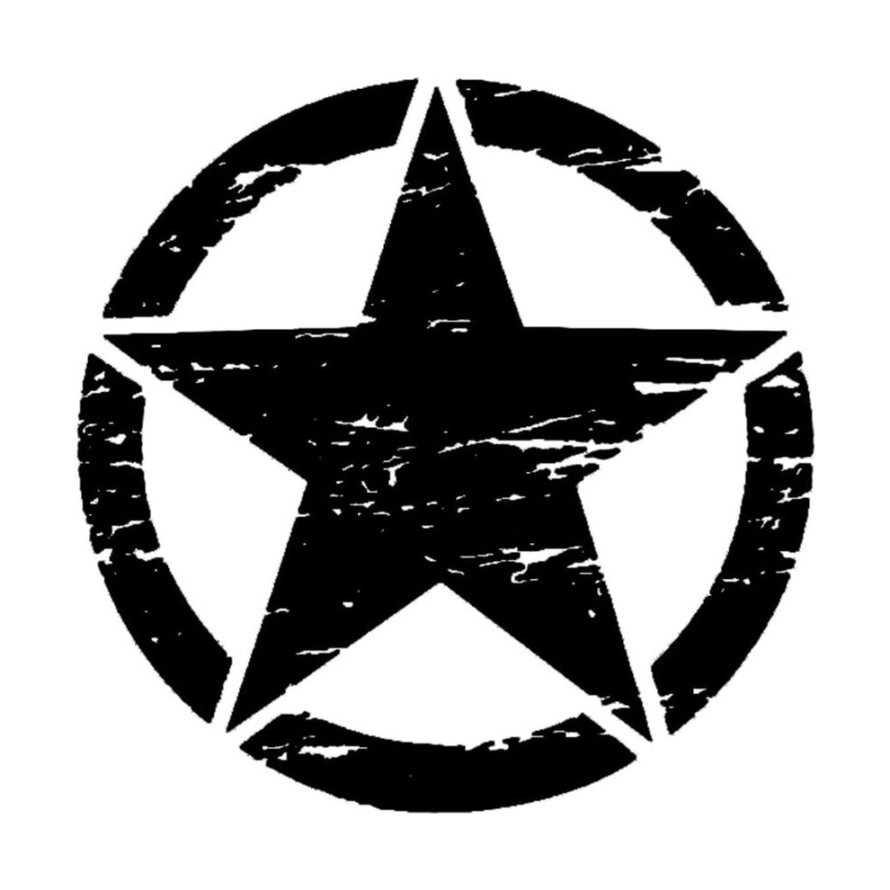 50cm Big Stickers on Cars Army Star Distressed Decal for Jeep Sticker Large Vinyl Military Hood Body Graphic Fits Most Vehicles - Black