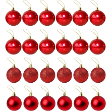Vintage Christmas Baubles 4cm 24Pcs Small Christmas Bauble Plastic Christmas Bauble Christmas Tree Ball Wedding Bauble Decor Christmas Bauble (Red)