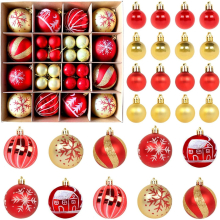 44 Pcs Shatterproof Christmas Baubles for Christmas Tree, Wedding Party, Festival (Red/Gold)