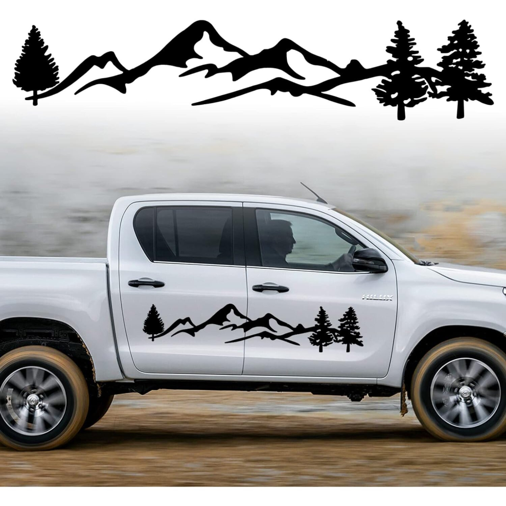 Mountain Car Hood Sticker, Auto Sticker Graphic Vinyl Decal Auto Decoration Sticker For Vehicle Body Side Door Trunk Rv Off-Road Suv(Black) Black 7770197815482